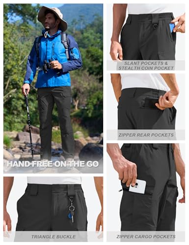 MOURCE Men's Lightweight Hiking Pants Quick Dry - Water Resistant Outdoor Cargo Pants for Men 7 Pockets4