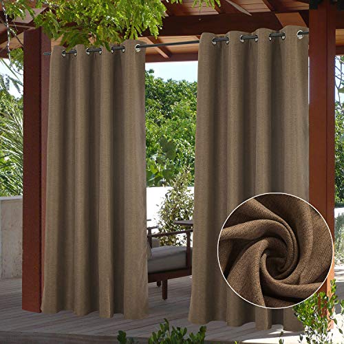 PRAVIVE Patio Blackout Outdoor Curtains - Heavy Grommet Thermal Insulated Draperies Indoor Outdoor Drape Suede Panels for Porch Decor / Gazebo Shade / Pergola Blinds, 52