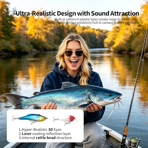 Fishing Lures, 107Pcs Fishing Tackle Box with Handbook, Fishing Gear & Bait Accessories Kit for Freshwater Bass, Ideal Fishing Gifts for Men, Father & Beginners miniatura 6