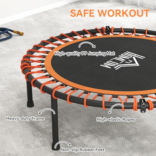 HOMCOM 45" Fitness Trampoline with Adjustable Handle, Folding Rebounder Trampoline Mini Jumper for Indoor Exercise Workout, Support Up to 100kg - Image 6