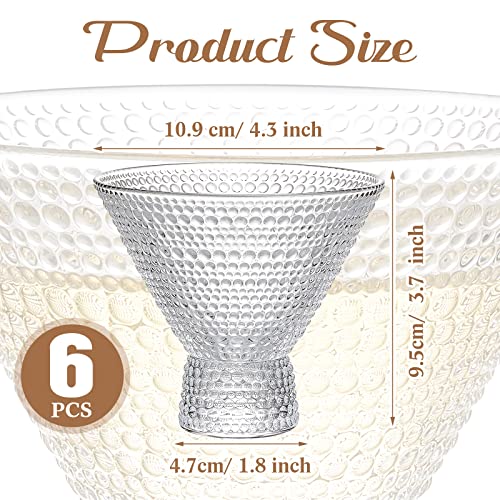 Tessco Set Of 6 Stemless Martini Glasses Vintage Cocktail Glasses 8.29 Oz Crystal Margarita Glasses Bar Glasses Drinking Glassware For Home Bar Restaurant Party (Bead Point Style) #TOP1