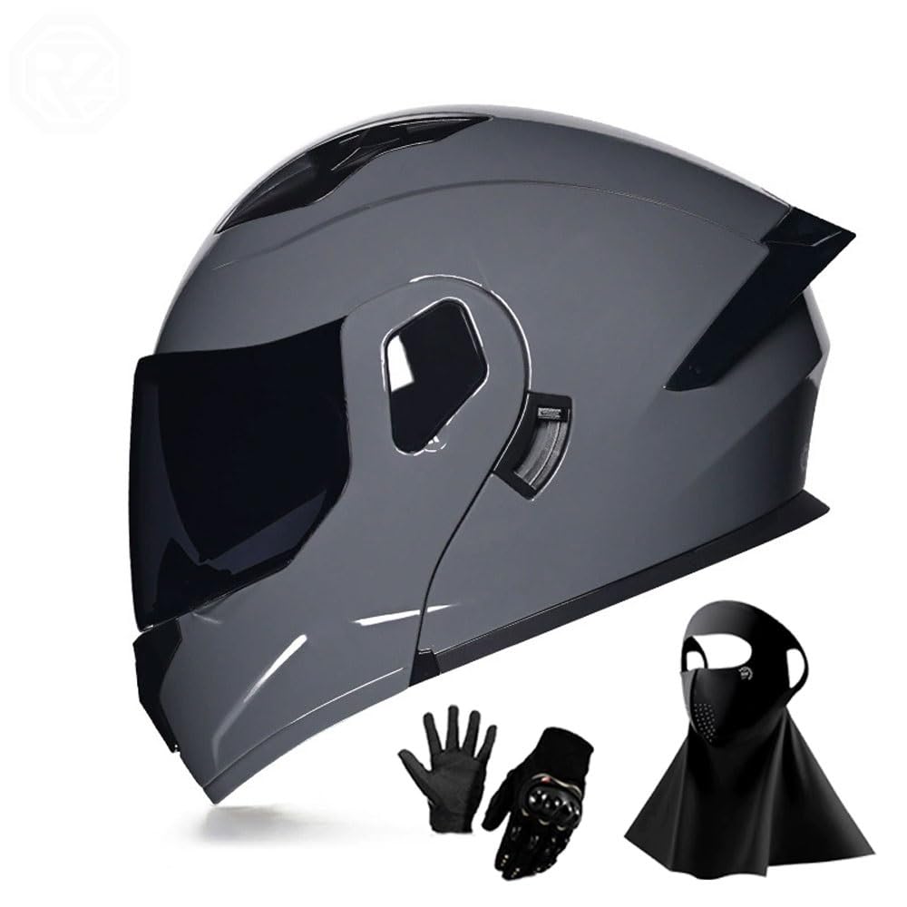 Ragopilen P1 Helmet, Full Face Motorcycle Helmet Approved 2 Visors Black Night Vision Adult Kids M-2Xl 3Pcs(,2Xl(61-62Cm))