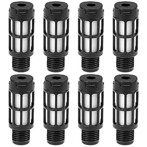 sourcingmap Plastic Pneumatic Muffler Exhaust Air Line Silencer 1/4 PT Black, 8pcs