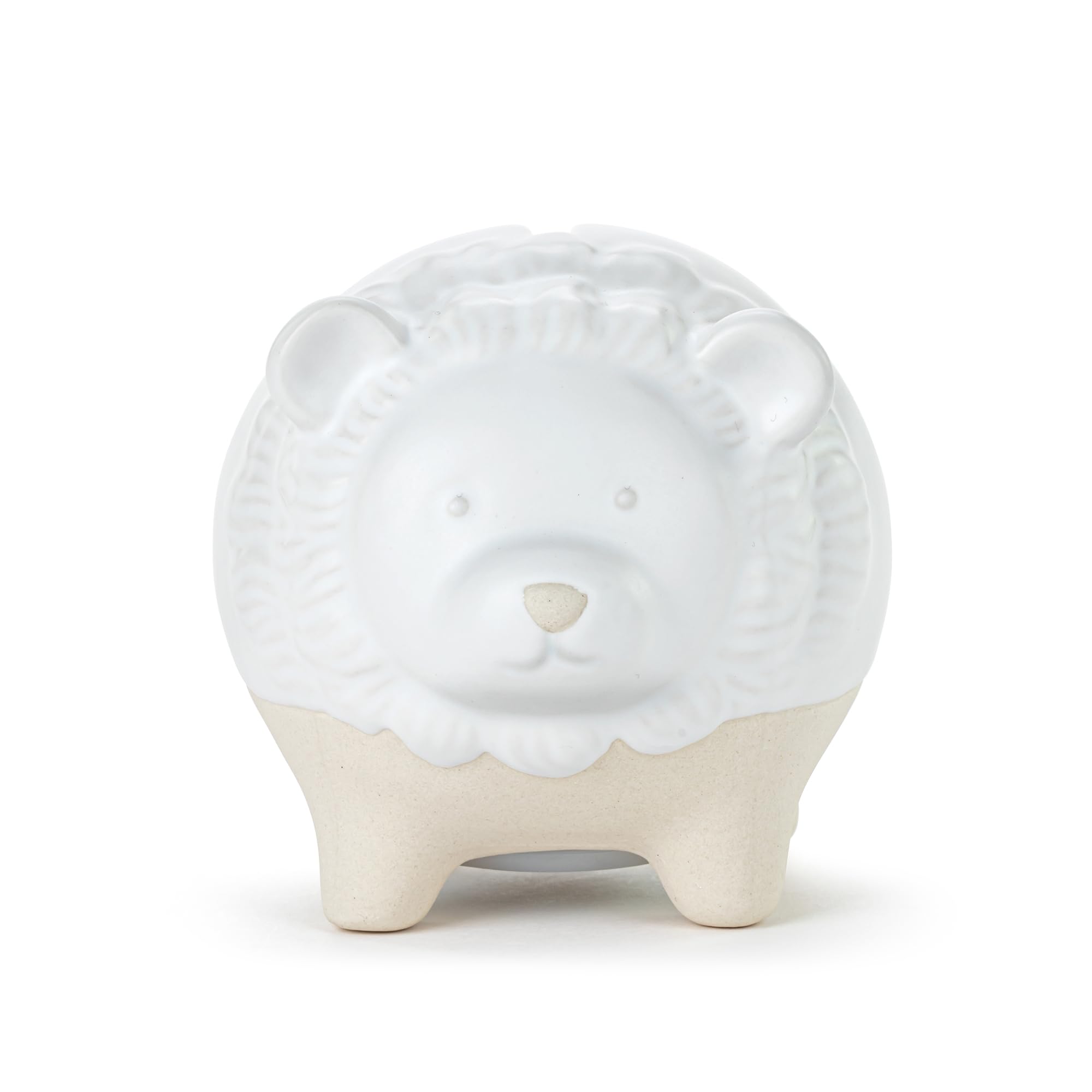 DEMDACO 5004820137 Saver Hear Me Roar Classic White and Tan 4 x 3.5 Inch Stoneware Piggy Savings Money Coin Bank Lion