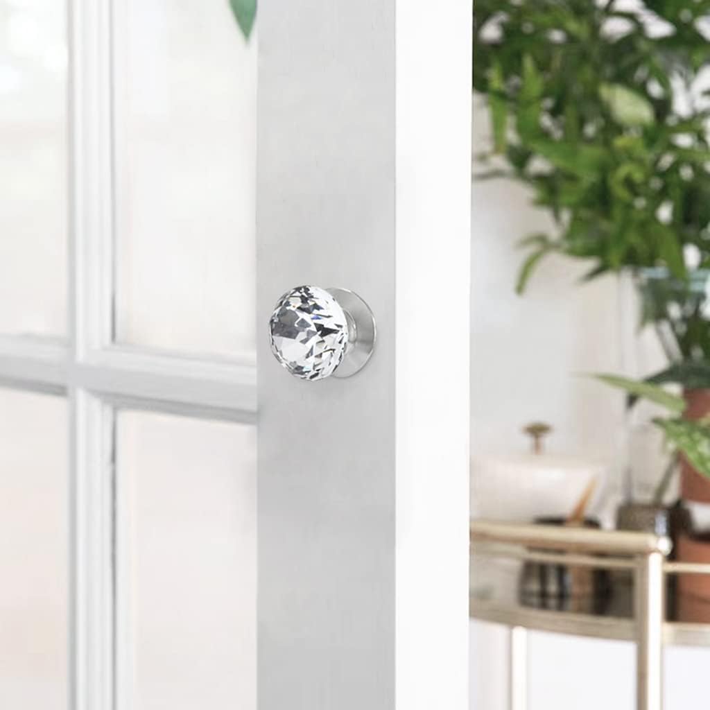 4 Pcs Crystal Self Stick Knobs Aluminum Self Adhesive Handle Pull Stick On Handle Removable Replacement Knob for Cabinet Mirror Cupboard Window Glass Sliding Door Drawer Clear Crystal Knob (4)