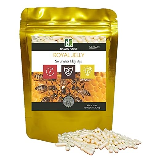 Gelé kunglig / 90 kapslar med 405 mg/NAKURU Power/Analyserad och förpackad i Frankrike /"Till Hennes Majestäts tjänst!"