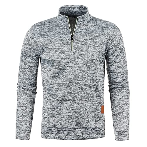 KUNOVO Pull à Col Roulé Basique Homme 2023,HommeHiver Chaud Pullover en Maille Manches Longues Slim Fit Chemise avec Bouton Polaires Pull Homme Col Roulé Pull Gris XL Cover