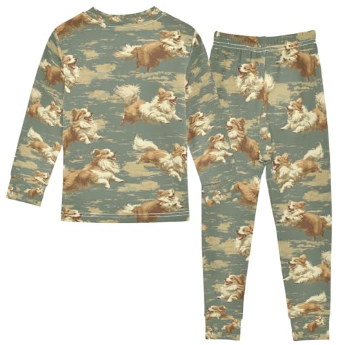senya Running Corgi Pajamas Set Long Sleeve Soft Cotton Sleepwear 2 Piece2
