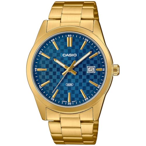 CASIO DATE CARBON LOOK DIAL GOLD SERIE - Blue