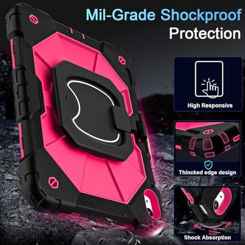 Image of Auizotl Case for iPad 10th Generation 10.9 Inch /iPad 11 Inch (A16) 2025 11 Inch,10th Generation Case with 360 Rotating Stand Screen Protector,Heavy Duty Shockproof Cover for iPad10th,Black Pink