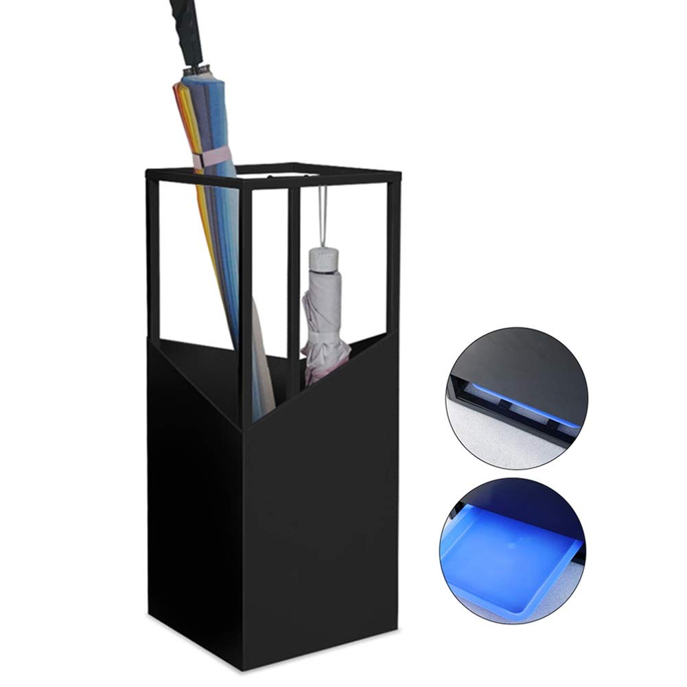 GHHVFEC Black Umbrella Stand with Removable Drip Tray Entryway Hall Umbrella Holder for Canes Tall 60cm/23.6 In Home Organization and Decor