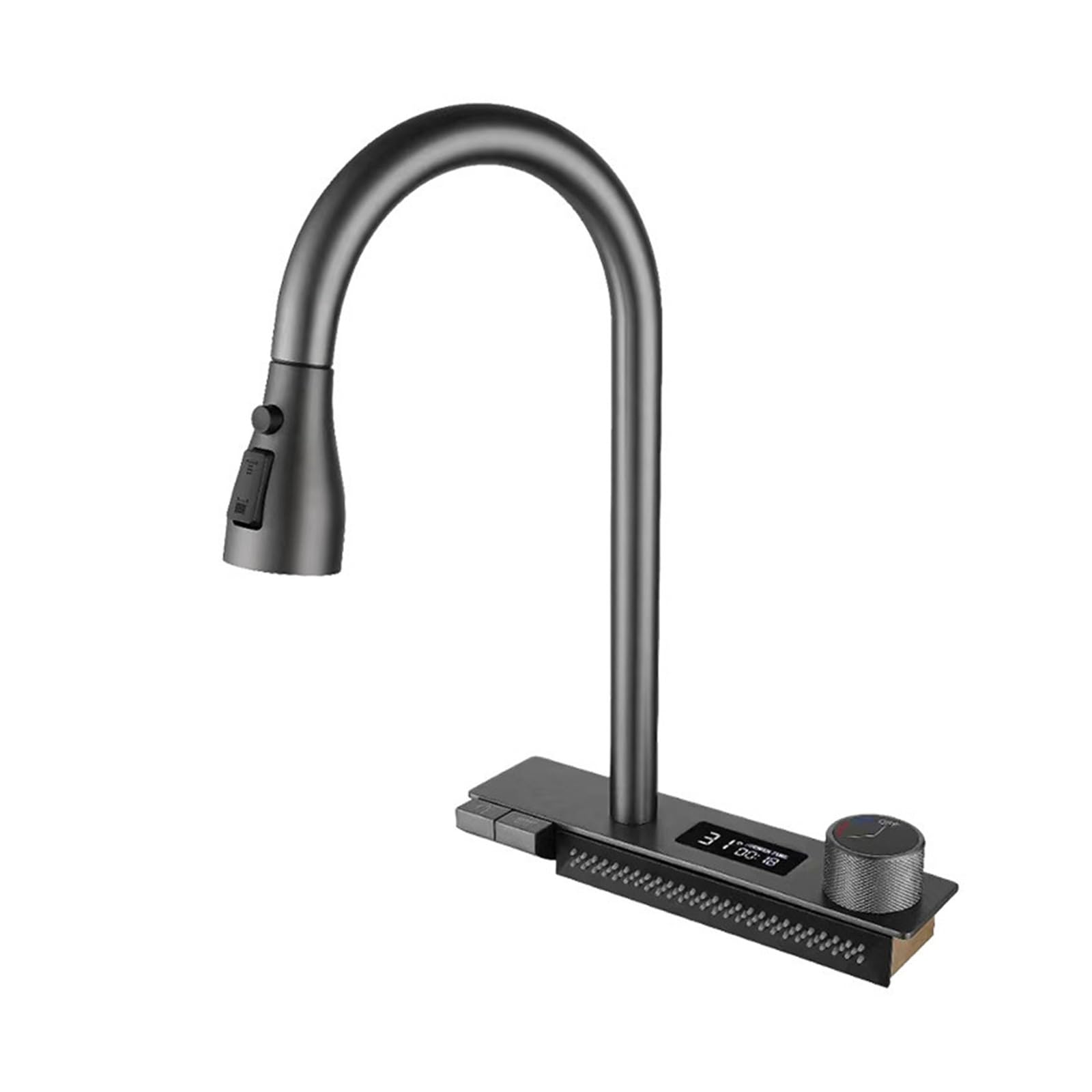 Fregadero con pantalla digital y grifo de cobre extensible para cocina