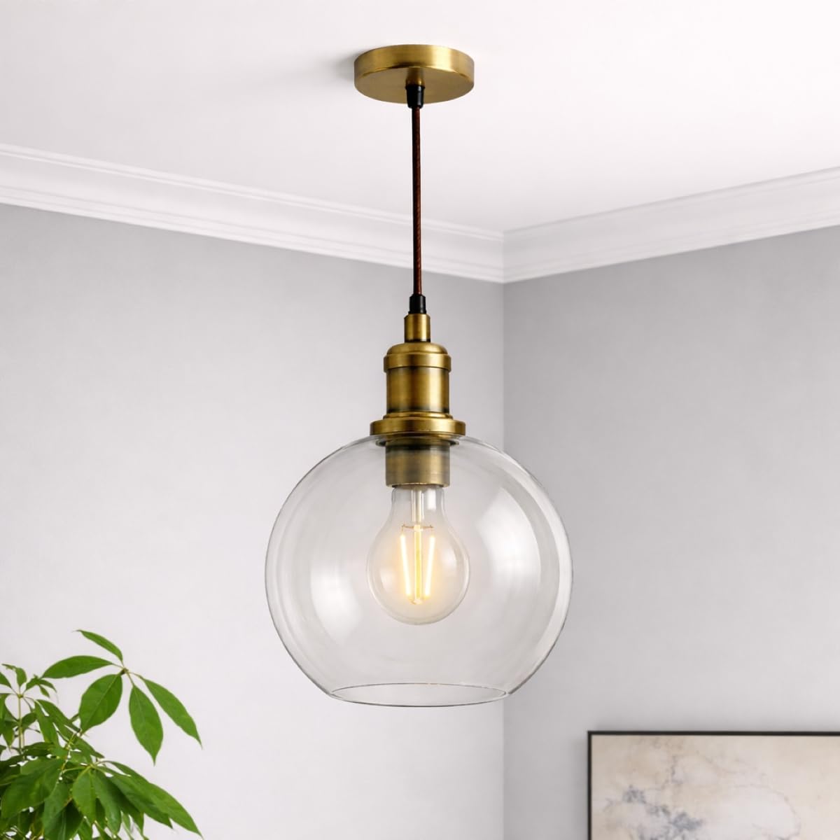Cgc Lighting Globe Inddor Glass Bistro Adjustable Ceiling Pendant Light Lamp Shade (Globe)