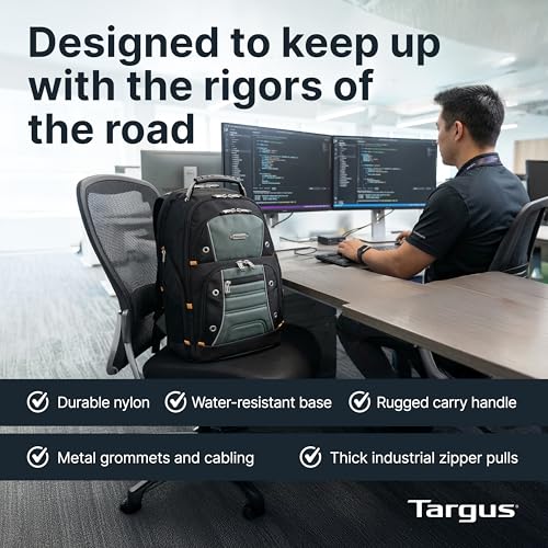 Image of Targus Drifter II Laptop Backpack, Black /Gray - Backpack for Men for Business and Travel, Durable Water-Resistant Material, Fits up to 17 inch Laptops (TSB239US)