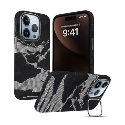 Image of AIBEX Aramid Fiber MagSafe Case Compatible for Apple iPhone 13 Pro| Slim Protective Back Cover with Built-in Magnets| Wireless Charging Support| Camera Ring Stand| Shockproof with Air Guard Corners
