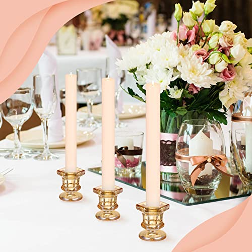 Potchen 18 Pieces Amber Candle Holders Taper Candlestick Holders Bulk Votive Glass Candle Holders Rustic Candle Stick Holder Table Centerpiece For Wedding Party Festival Table Decor Supplies #TOP5