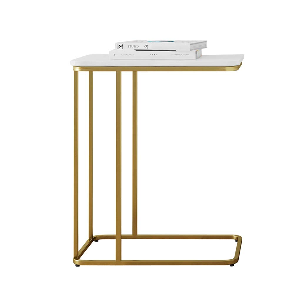 LiRuiPengBJ GWDJ Side Table Metal Sofa Side End Laptop Table, Marble Tabletop Coffee Snack Table, Space-Saving Suitable for Any Small Space 50cm L X 30cm W X 58cm H Corner Table