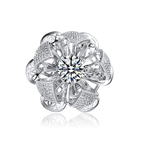Flower Bloom Ring with 925 silver plated rings for womens adjustable jewelry ring for wedding diamond flower rings lotus flower ring
