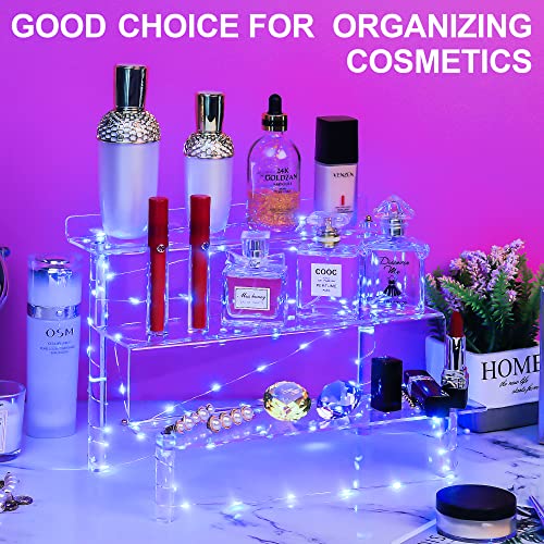 Yestbuy Premium Acrylic Display Riser With 3-Tier Cupcake Stand And Led Light For Desserts, Pop Figures, Perfume, Cosmetics, Spices And Collections - Clear Display Shelf Holder Organizer #TOP4