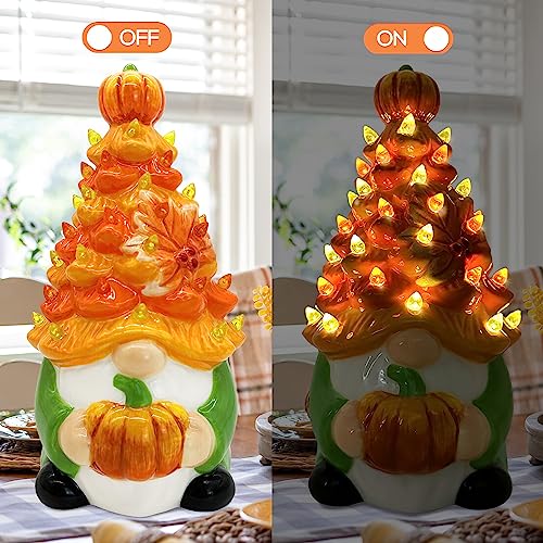 Hexagram Fall Decorations for Home, Thanksgiving Gnomes Ceramic Tree Decor - image 3