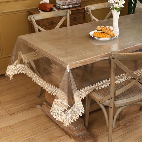 Image of Walrus Clear Vinyl Tablecloth Protector Waterproof /Oil-Proof Plastic Square Transparent Sheet Table Cover (54X120 Inch)