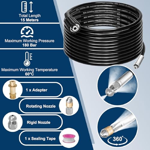 Deboutcheur haute pression Karcher 180 bar Deboucheur canalisation 15M_jet_rotatif_compatibilit_k2_k3_k4_k5_k6_k7_tuye_a