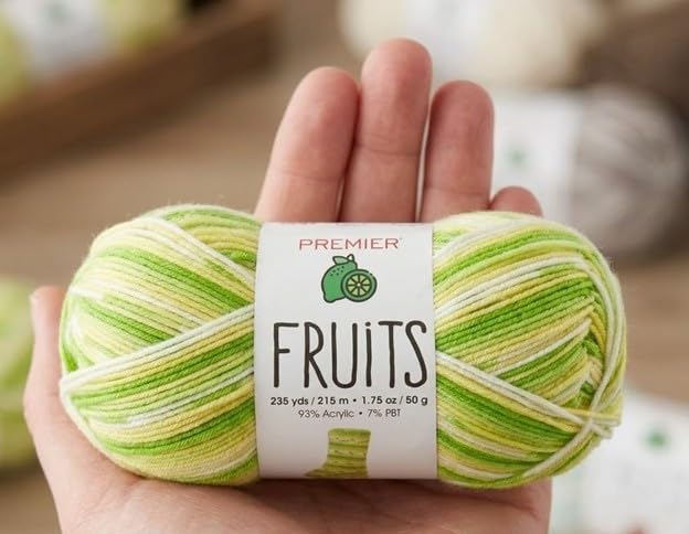 Image of Premier Yarns Fruits, Acrylic Sock Yarn, 2-Pack Bundled with Bella's Crafts Stitch Markers (Lime)