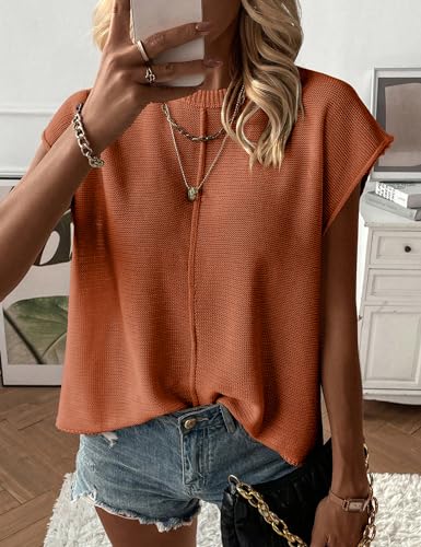 Womens Cap Sleeve Sweater Vest Crew Neck Knit Sleeveless Tank Tops Casual Lightweight Pullover Sweaters2