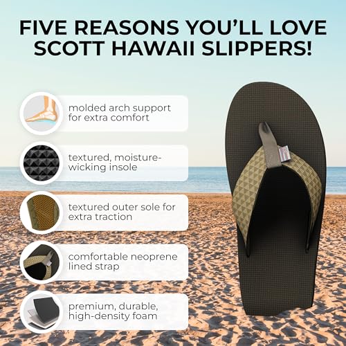 Scott Hawaii Men's Manoa Sandal | All Terrain Tread Outsole | Molded Arch With Heel Cup | Neoprene Lined Strap For All Day Comfort | Hiking Flip Flop2
