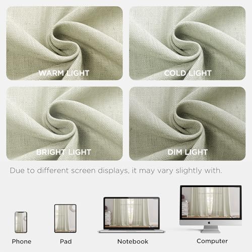 Image of Joydeco Linen Curtains for Living Room,Semi-Sheer Curtains 90 Inches Long,Living Room Curtains 2 Panel Sets,Light Filtering Curtains Privacy Curtains & Drapes(W52 x L90 Inch, Oatmeal)