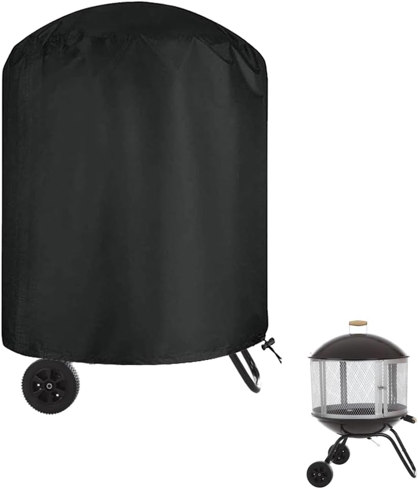 Fire Pit Cover for Fire Sense 01471 Fire Pit, 600D Heavy Duty Waterproof Outdoor Patio Firepit Cover for Aoxun Chiminea Propane Fire Pit Outside Fireplace Cover
