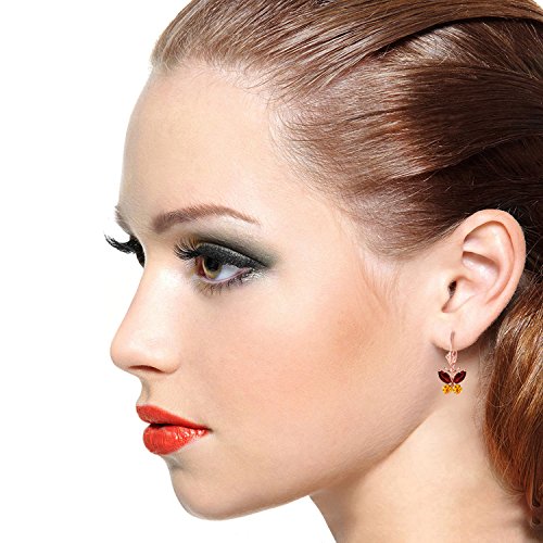 1.24 CTW 14k Solid Gold Butterfly Earrings Garnet Citrine 1686R2