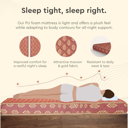Image of Interio by Godrej Vurv Double Bed Foam Mattress (72 x 48 x 5 Inches), 1-Year Warranty, PU Foam