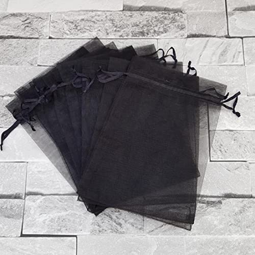 Pack-Of-50-Gift-Organza-Bags-5x7-Inch-Black-Drawstring-for-Baby-ShowerChristmas50th-BirthdayParty-FavorRustic-WeddingHoliday-Sheer-Fabric-Recycled-Sachet-for-JewelryDried-Lavender-Flowers