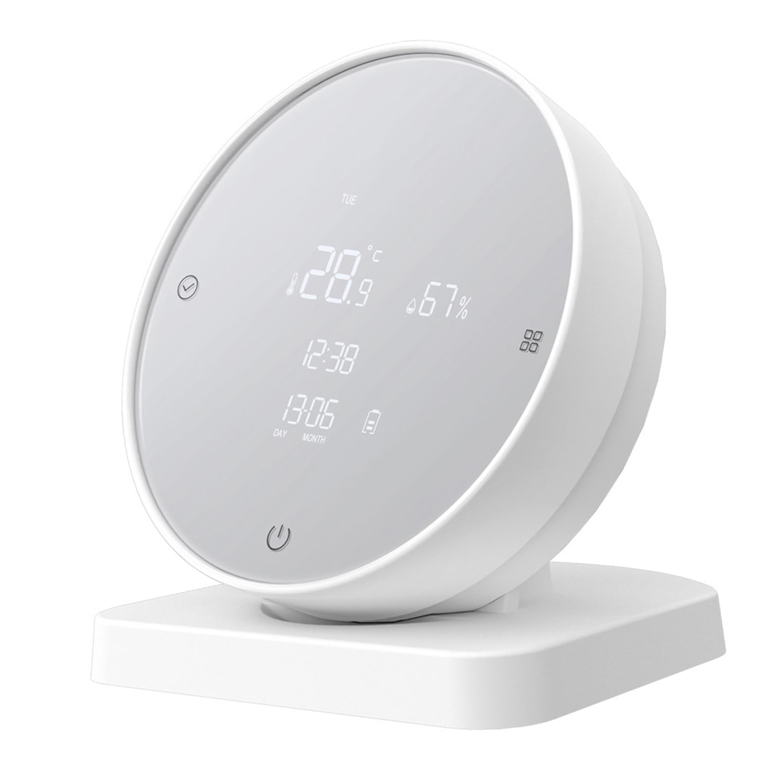 Aoresac Higrotermógrafo Doméstico, Detector de Temperatura y Humedad Recargable por USB, Pantalla LCD, Conexión Bluetooth, Funciona con Batería y Base de Recarga