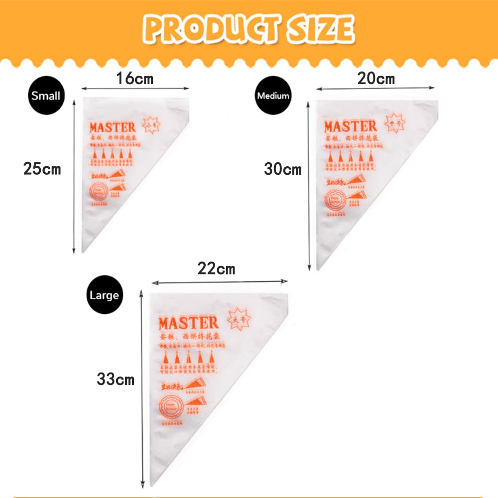 trabag 300pcs Piping Bags Disposable, 3 Sizes Large Piping Bags, Icing Bags Disposable, Baking Accessories - Image 2