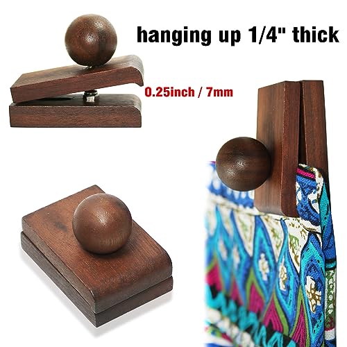 laffeya Tapestry Wall Hanger, Quilt Rack Blanket Clamps - Set of 4 Walnut Non Nailing Rug Hangers for Wall Hanging and Display - Image 2
