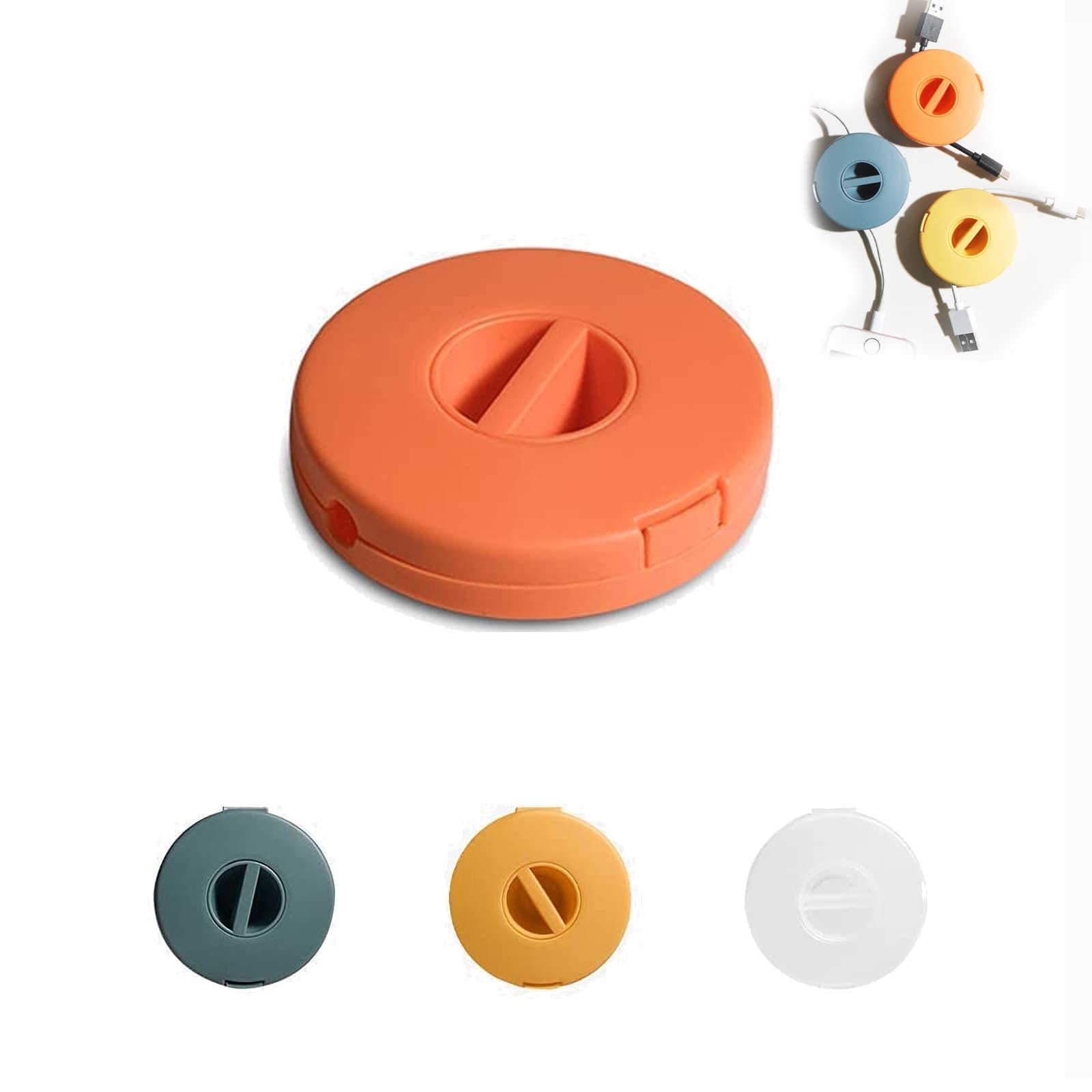 4 Pieces Cord Retractors Cable Retractable Cable Management USB Portable Cable Retractor Cell Phone Cable Holder for USB Cable Headset Cord Mouse Wire Charger Cable Computer