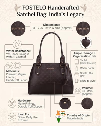 Image of Fostelo Women's Catlin Satchel Tote Handbag for Women | Ladies Purse | Stylish Shoulder Bag | Gift For Women