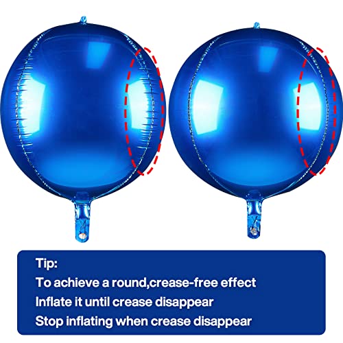Image of PartyWoo Royal Blue Foil Balloons 6pcs Large Round Giant Jumbo 4D Balloons | 22 Inch for Graduation Men Birthday Retirement Baseball Gaming Baby Shower Bridal Shower Gender Reveal Party Decorations