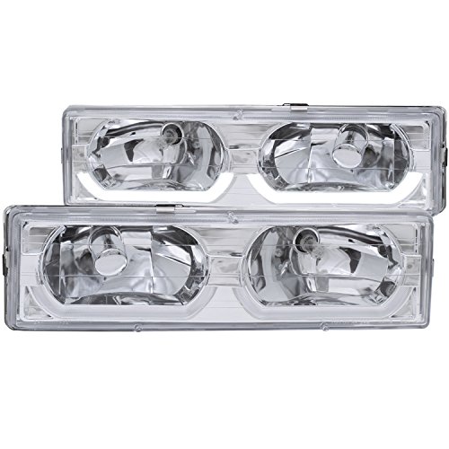 AnzoUSA 111300 Chrome/Clear Low-Brow Style Headlight for Chevrolet Full Size Truck