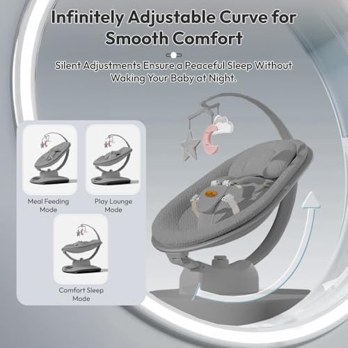 Image of StarAndDaisy Electric Swing for Baby Automatic /Baby Swing for 0 to 2 Years with Adjustable Backrest /Baby Rocker Swing with 5 Levels of Speed, Light Weight, Play Toy-Grey
