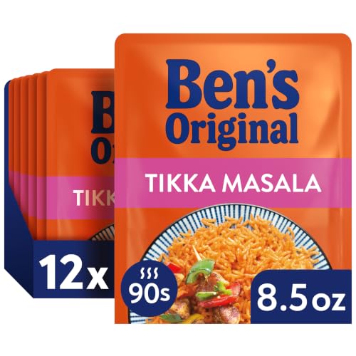 BEN'S ORIGINAL Ready Rice Tikka Masala Flavored Rice, Easy Dinner Side, 8.5 oz Pouch (Pack of 12)