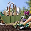 Garden Tool Tote Solid Bag with 11 Piece Hand Tools, Best Gardening Gift Set Organizer