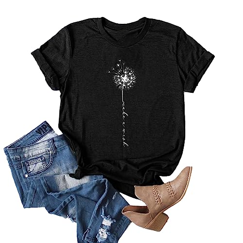 MaQiYa Women's Dandelion Print T-Shirt – Soft Cotton Vintage Graphic Tee In Z-blue, Size Small - View #12