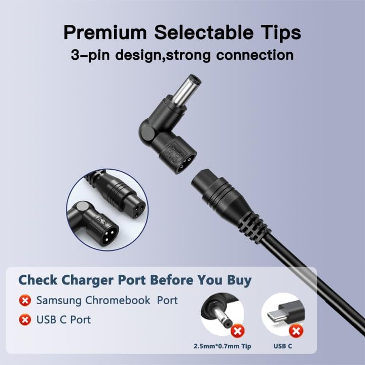 90W Universal Ac Laptop Charger Compatible with HP Asus Lenovo Acer Dell Toshiba Sony Fujitsu IBM Gateway Notebook Ultrabook Power Supply Cord with 16 Tips image 4 of 7 B0BY2L82HM