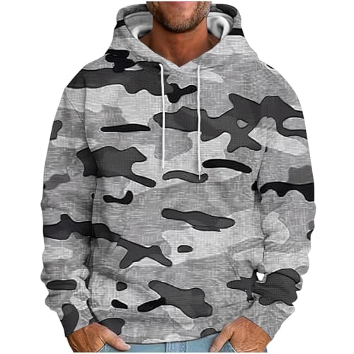 Hoodies for Men Fall Winter 2025 Trendy Pullover Oversized Long Sleeve Sweatshirt Printed Hooded Jackets with Pockets