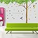 Colorful-decals, Huge size 7.4'(h) X 9.7'(w) with 40 Butterflies, Big Tree Wall Decals Add Butterflies Birds Large Wall Decor Green Leaves Removable Wall Stickers for Home Living Room Bedroom