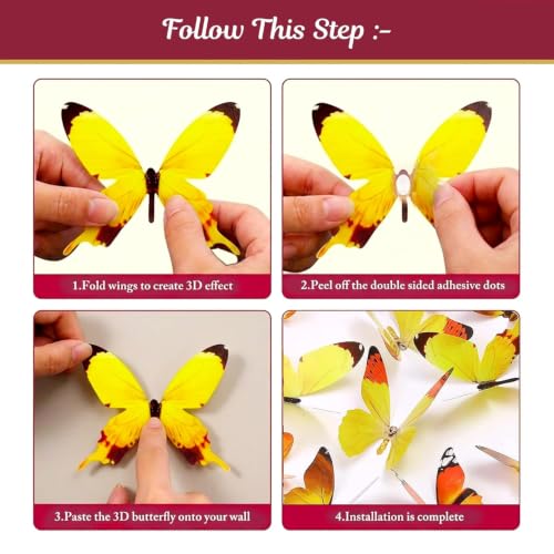 Image of SpecialYou Butterfly Wall Stickers, Home Decor, Wall Decor Items for Living Room, Room Decoration Items, Butterfly Theme Birthday Decorations, Stickers for Wall - 12pcs (12, Orange)