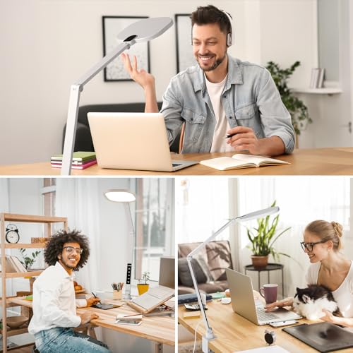 LitONES LED Desk Lamp for Home Office, 15W Desk Light with C- Clamp, Swing Arm, Memory & T - image 2